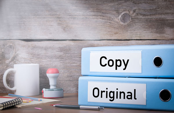 original and photocopy document